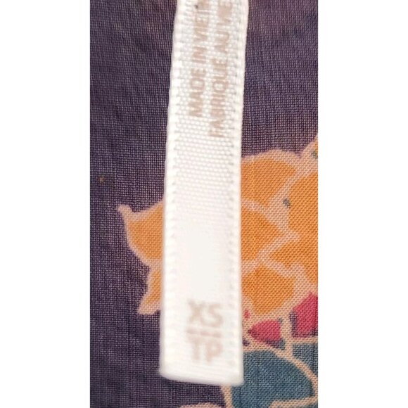 Free People Purple Floral Pleated Sheer Button Up Blouse Tunic Top Dress sz XS - Picture 7 of 12